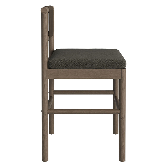 Eleni Outdoor Teak Wood Counter Stools Set of 2 Weathered Gray Flint