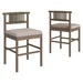Eleni Outdoor Teak Wood Counter Stools Set of 2 Weathered Gray Pebble