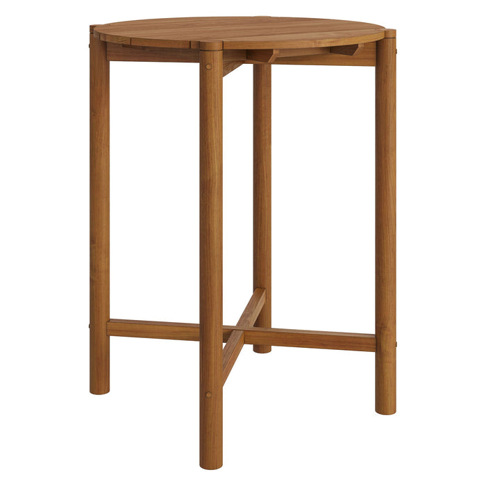 Eleni Round 35 Inch Outdoor Teak Wood Round Bar Table Natural