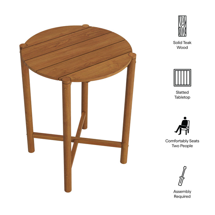 Eleni Round 35 Inch Outdoor Teak Wood Round Bar Table Natural