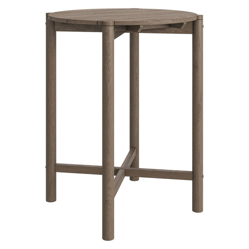 Eleni Round 35 Inch Outdoor Teak Wood Round Bar Table Weathered Gray Teak
