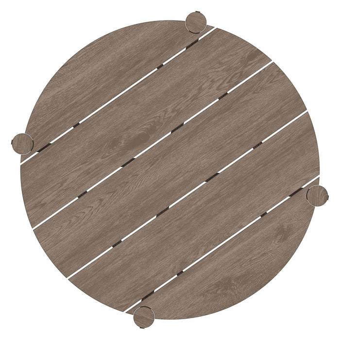 Eleni Round 35 Inch Outdoor Teak Wood Round Bar Table Weathered Gray Teak