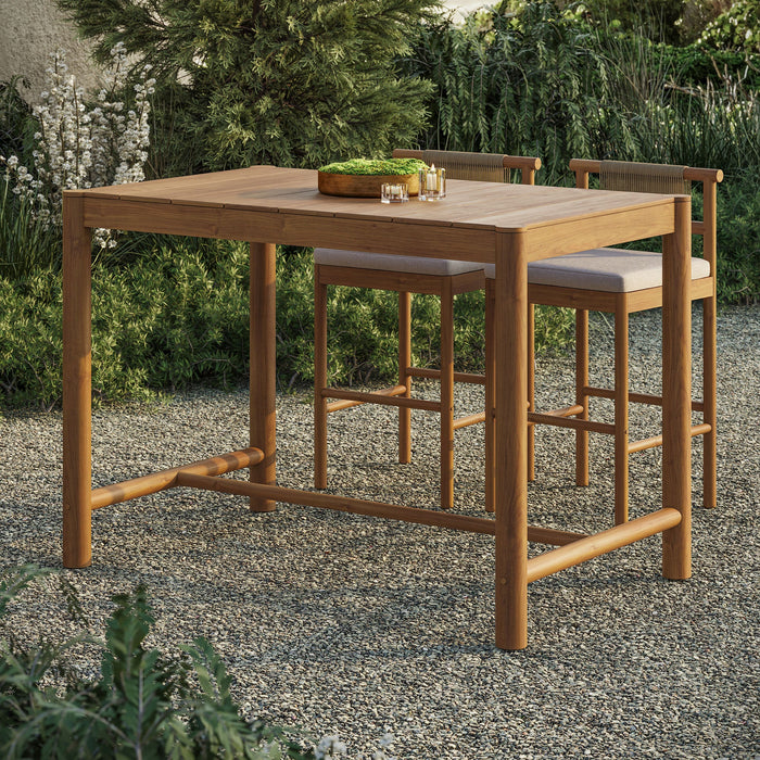 Eleni Rectangle 56-Inch Outdoor Teak Wood Rectangular Bar Table Natural