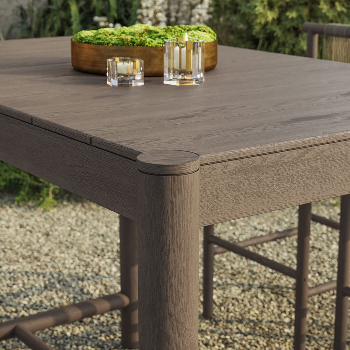 Eleni Rectangle 56-Inch Outdoor Teak Wood Rectangular Bar Table Weathered Gray Teak