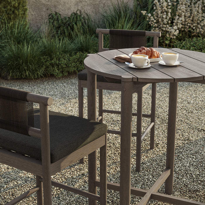 Eleni 3-Piece Outdoor Teak Wood Bar Set Weathered Gray Flint