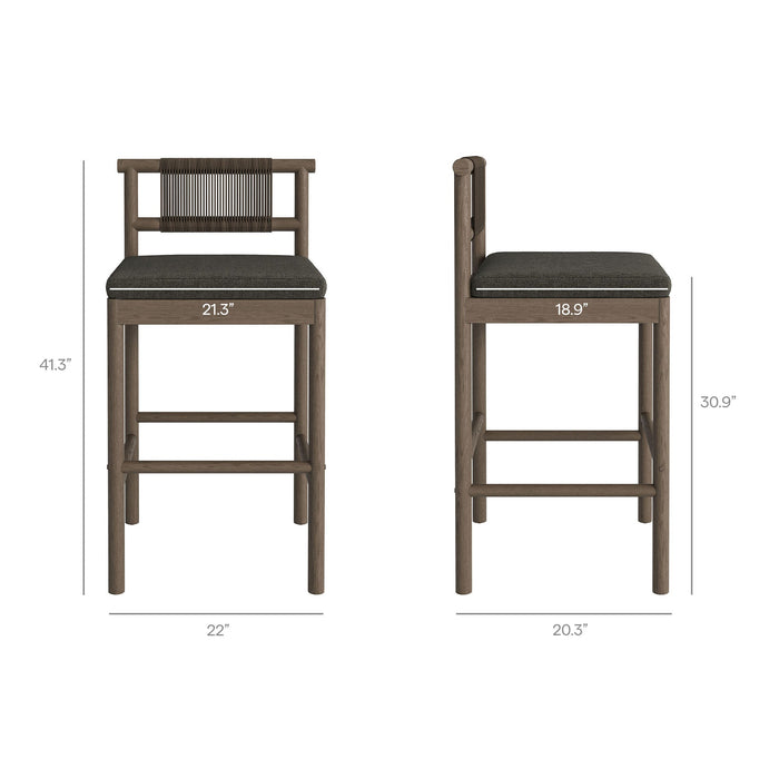 Eleni 3-Piece Outdoor Teak Wood Bar Set Weathered Gray Flint