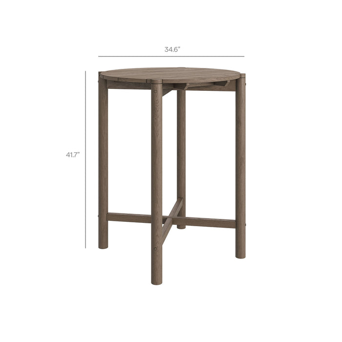 Eleni 3-Piece Outdoor Teak Wood Bar Set Weathered Gray Flint