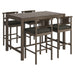 Eleni 5-Piece Outdoor Teak Wood Bar Set Weathered Gray Flint
