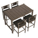 Eleni 5-Piece Outdoor Teak Wood Bar Set Weathered Gray Flint