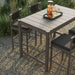 Eleni 5-Piece Outdoor Teak Wood Bar Set Weathered Gray Flint