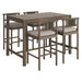 Eleni 5-Piece Outdoor Teak Wood Bar Set Weathered Gray Pebble
