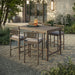 Eleni 5-Piece Outdoor Teak Wood Bar Set Weathered Gray Pebble