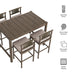 Eleni 5-Piece Outdoor Teak Wood Bar Set Weathered Gray Pebble
