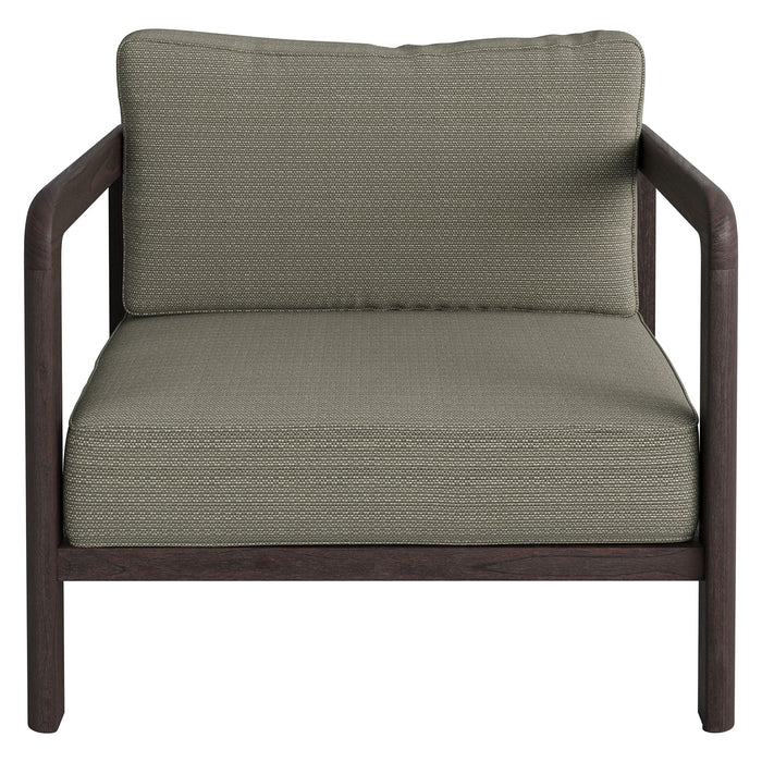 Modway Kona Outdoor Teak Wood Armchair in Ash - front view