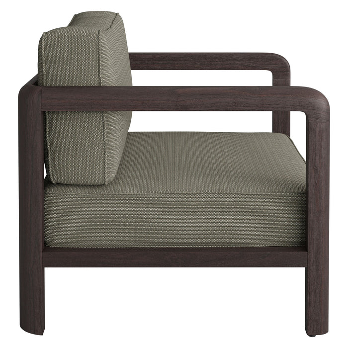 Modway Kona Outdoor Teak Wood Armchair in Ash - side view