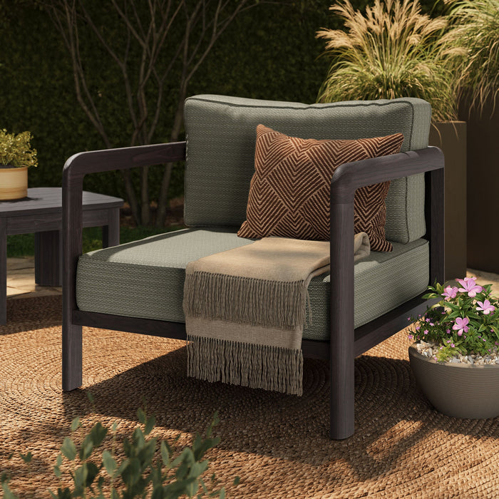Modway Kona Outdoor Teak Wood Armchair in Ash - lifestyle view 14