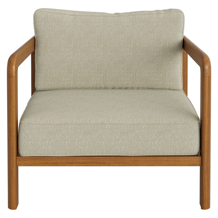 Modway Kona Outdoor Teak Wood Armchair in Sand - front view