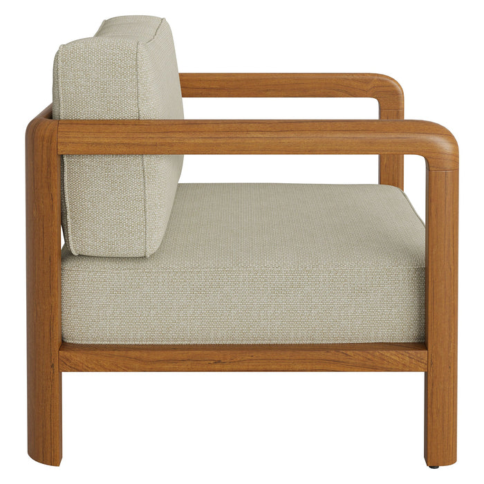 Modway Kona Outdoor Teak Wood Armchair in Sand - side view
