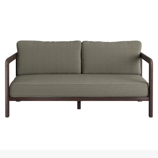 Modway Kona Outdoor Teak Wood Loveseat in Ash - front view