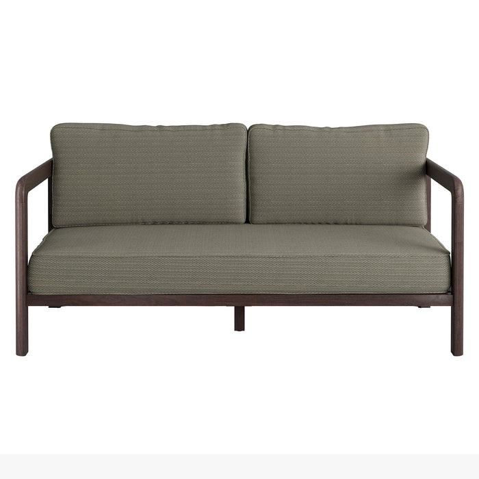 Modway Kona Outdoor Teak Wood Loveseat in Ash - front view