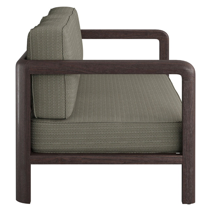 Modway Kona Outdoor Teak Wood Loveseat in Ash - side view