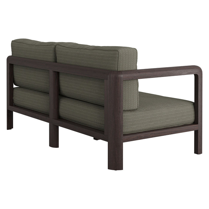Modway Kona Outdoor Teak Wood Loveseat in Ash - detail view