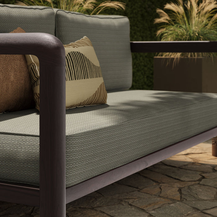 Modway Kona Outdoor Teak Wood Loveseat in Ash - lifestyle view 12