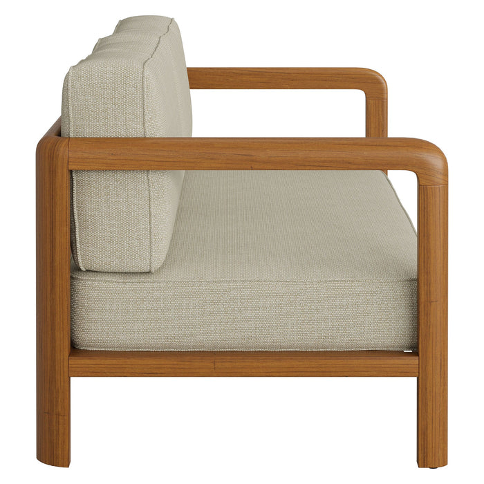 Modway Kona Outdoor Teak Wood Loveseat in Sand - side view