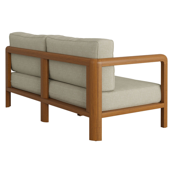 Modway Kona Outdoor Teak Wood Loveseat in Sand - detail view