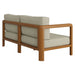 Modway Kona Outdoor Teak Wood Loveseat in Sand - detail view
