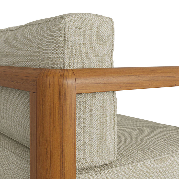 Modway Kona Outdoor Teak Wood Loveseat in Sand - lifestyle view