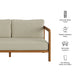 Modway Kona Outdoor Teak Wood Loveseat in Sand - dimensions and specifications
