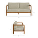 Modway Kona Outdoor Teak Wood Loveseat in Sand - dimensions and specifications 16