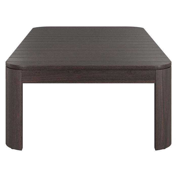 Modway Kona 47 Inch Outdoor Teak Wood Coffee Table in Dark Brown - side view