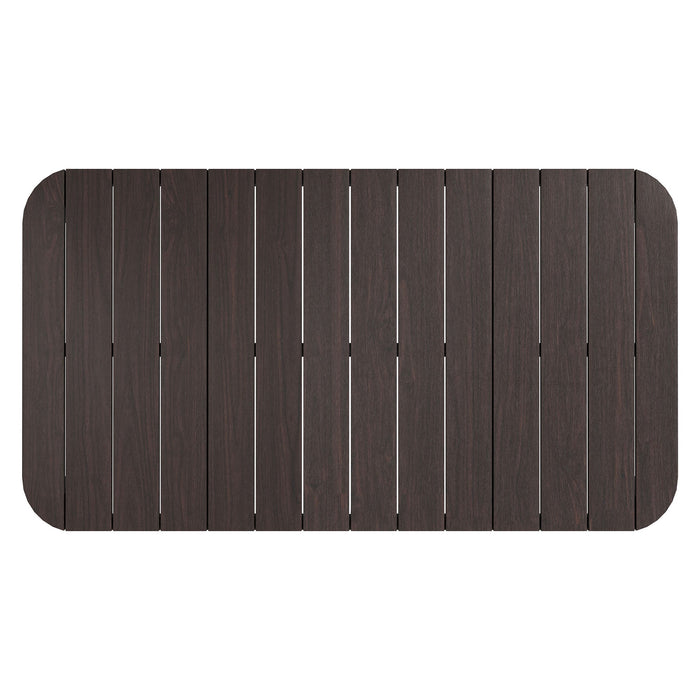 Modway Kona 47 Inch Outdoor Teak Wood Coffee Table in Dark Brown - detail view