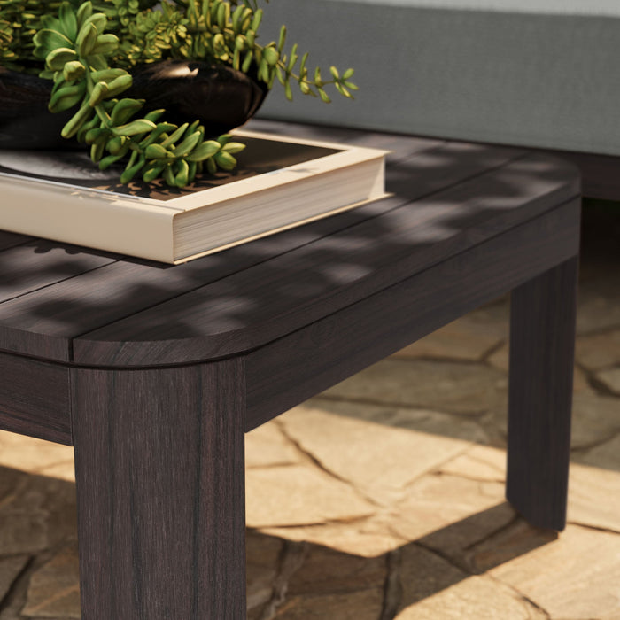 Modway Kona 47 Inch Outdoor Teak Wood Coffee Table in Dark Brown - lifestyle view 12