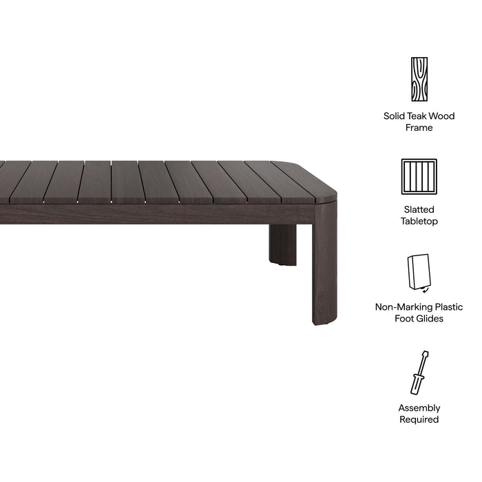 Modway Kona 47 Inch Outdoor Teak Wood Coffee Table in Dark Brown - dimensions and specifications