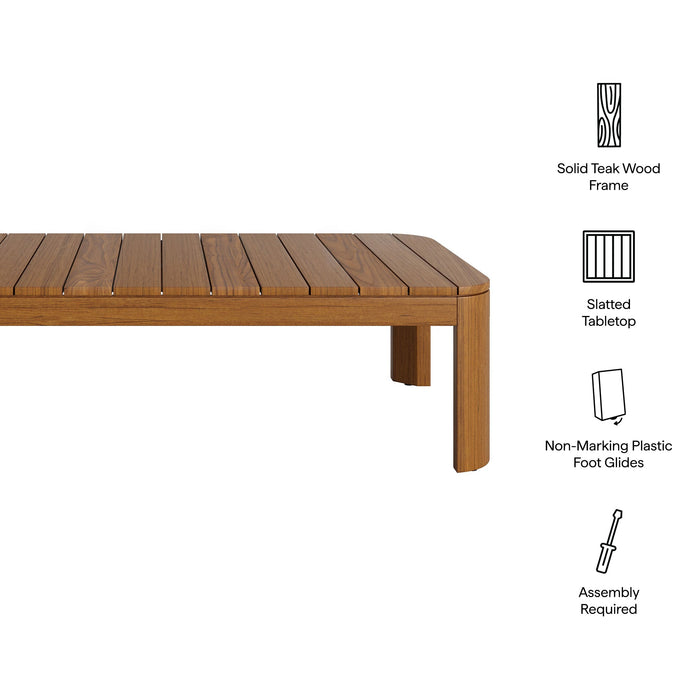 Modway Kona 47 Inch Outdoor Teak Wood Coffee Table in Natural - dimensions and specifications