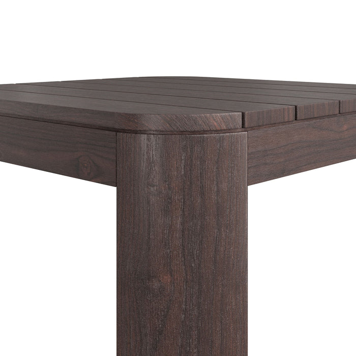 Modway Kona Outdoor Teak Wood Side Table in Dark Brown - detail view