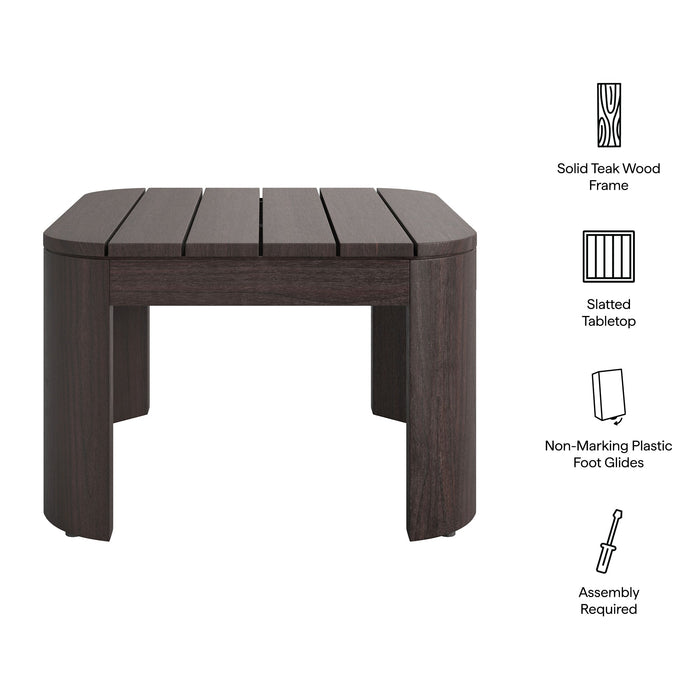 Modway Kona Outdoor Teak Wood Side Table in Dark Brown - dimensions and specifications