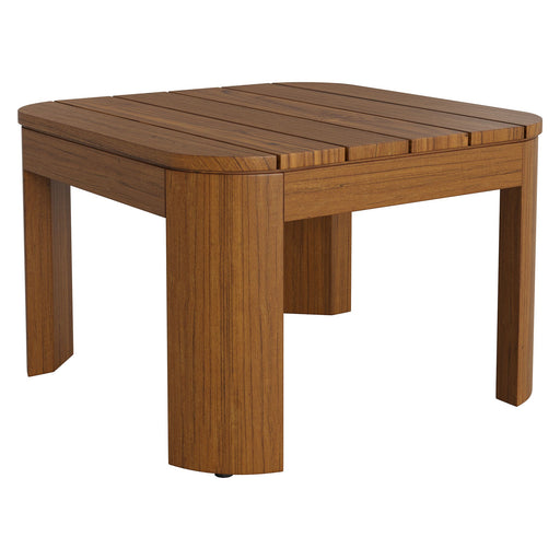 Modway Kona Outdoor Teak Wood Side Table in Natural - front view