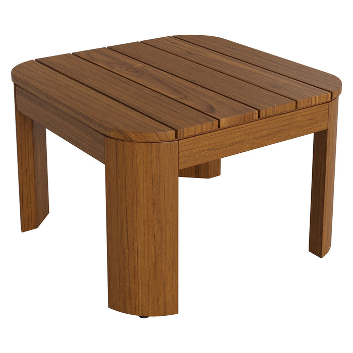 Modway Kona Outdoor Teak Wood Side Table in Natural - side view