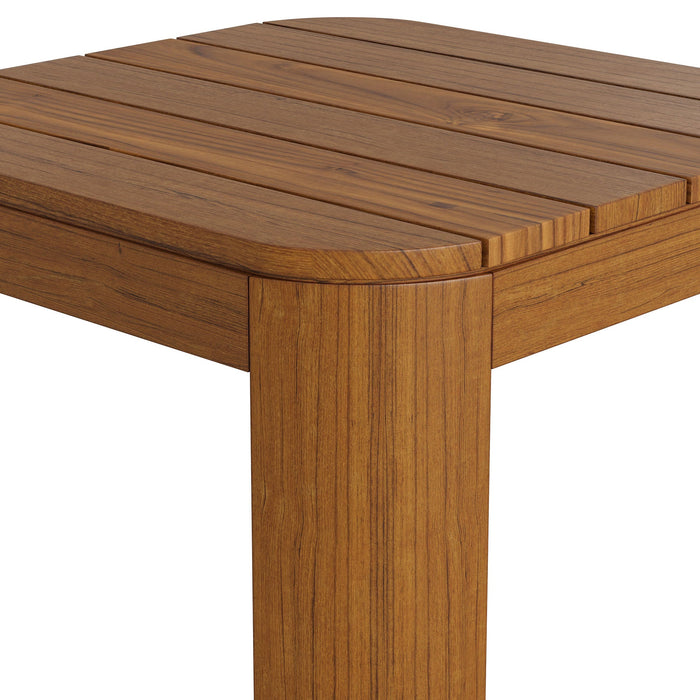 Modway Kona Outdoor Teak Wood Side Table in Natural - detail view