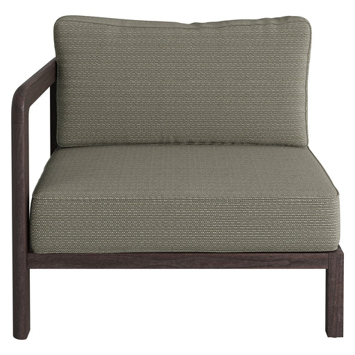 Modway Kona Outdoor Teak Wood Left-Arm Facing Modular Armchair in Ash - front view