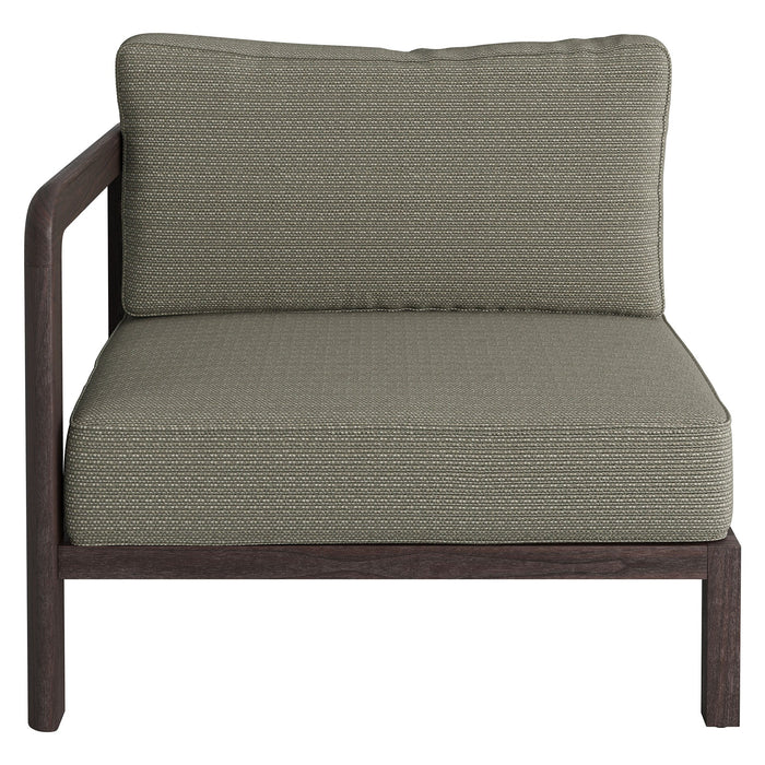 Modway Kona Outdoor Teak Wood Left-Arm Facing Modular Armchair in Ash - front view