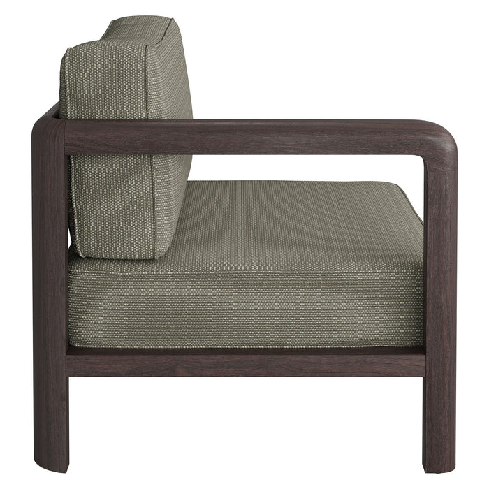 Modway Kona Outdoor Teak Wood Left-Arm Facing Modular Armchair in Ash - side view
