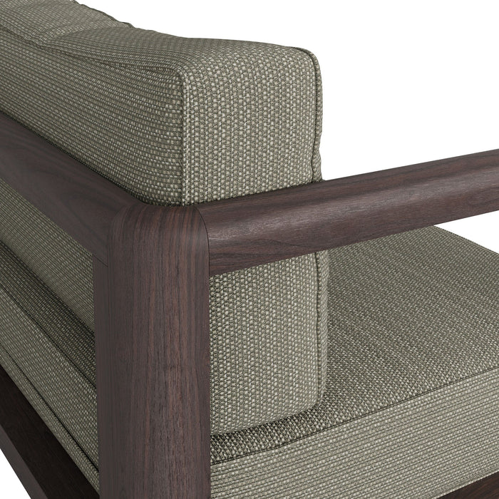 Modway Kona Outdoor Teak Wood Left-Arm Facing Modular Armchair in Ash - lifestyle view