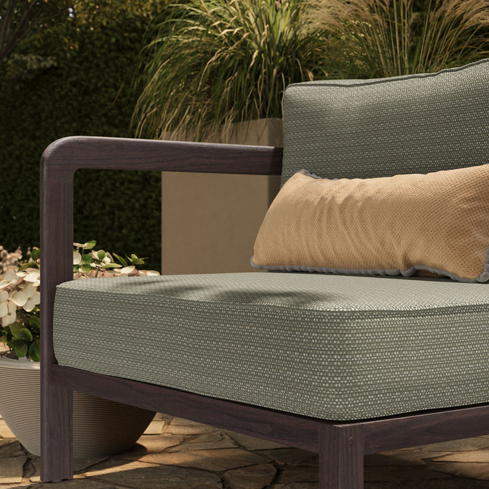 Modway Kona Outdoor Teak Wood Left-Arm Facing Modular Armchair in Ash - lifestyle view 12