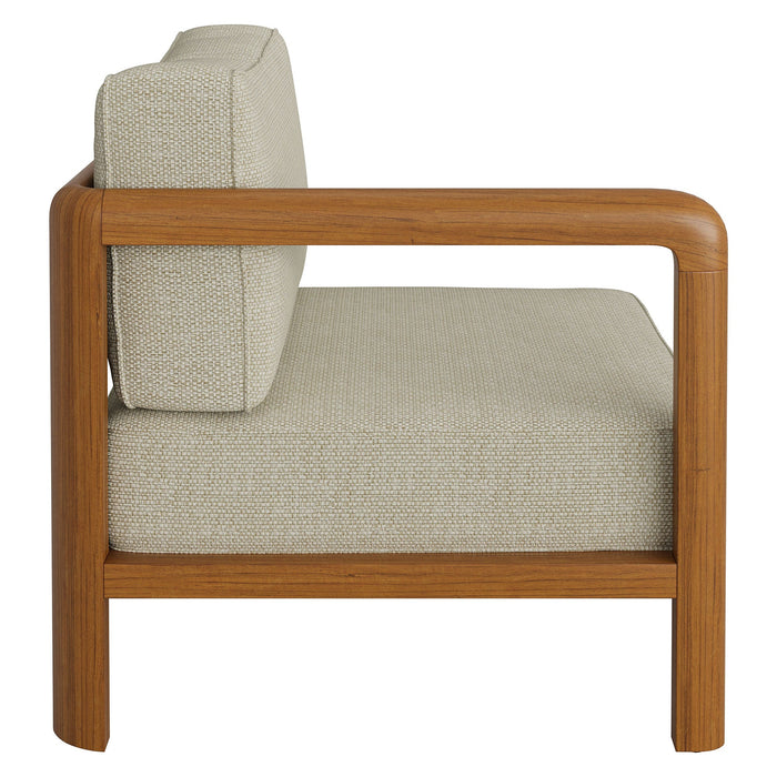 Modway Kona Outdoor Teak Wood Left-Arm Facing Modular Armchair in Sand - side view