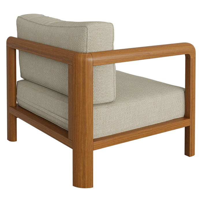 Modway Kona Outdoor Teak Wood Left-Arm Facing Modular Armchair in Sand - detail view